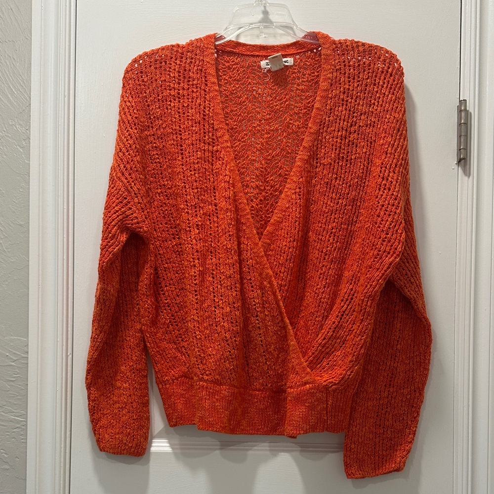Billabong V-Neck Sweater in Vibrant Orange